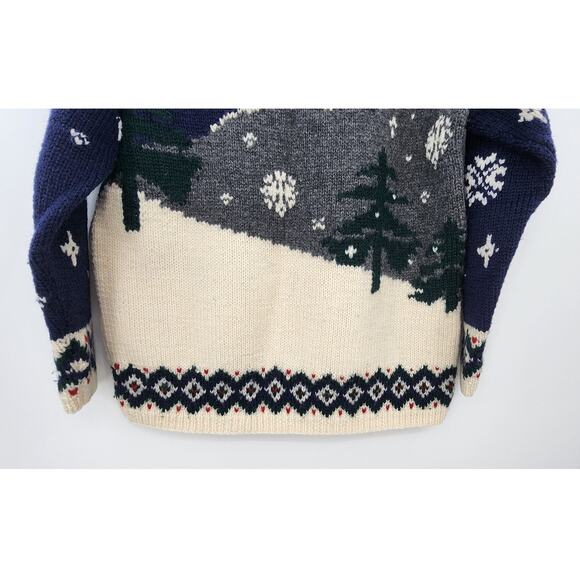 Lauren Ralph Lauren Hand Knitt Winter 100% Wool 2 Sided Holiday Fall Winter - Picture 7 of 9